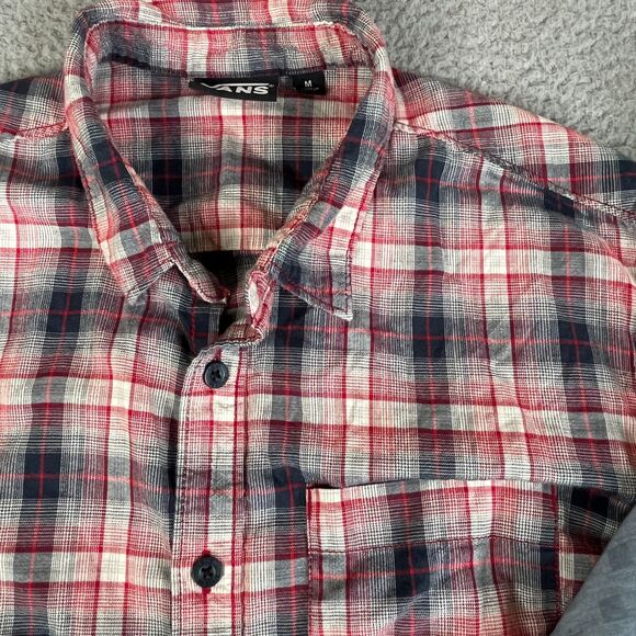 Lot of 2 Vans Shirt Men Medium Blue Red Plaid Button Pocket Surfer Skater School - Picture 9 of 16